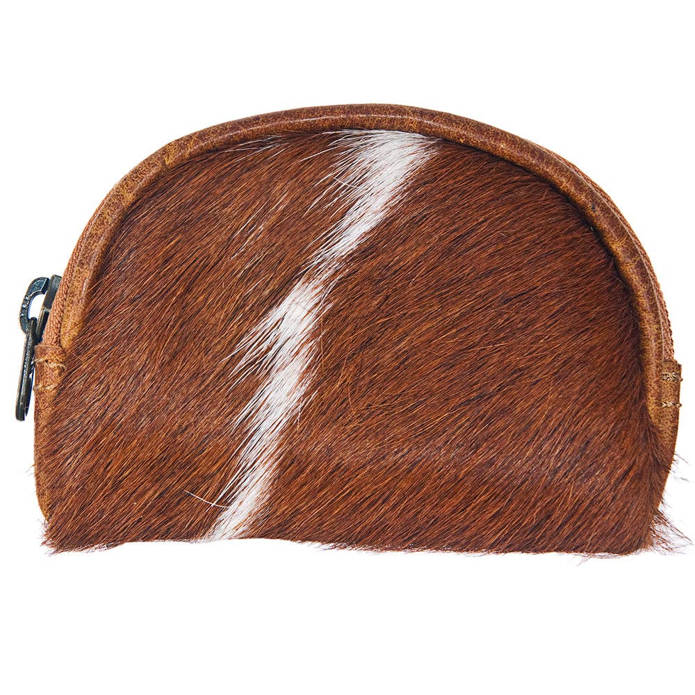 LC-ADBG472 Hair-On Cowhide Leather Coin Purse Western Mini Zip Wallet