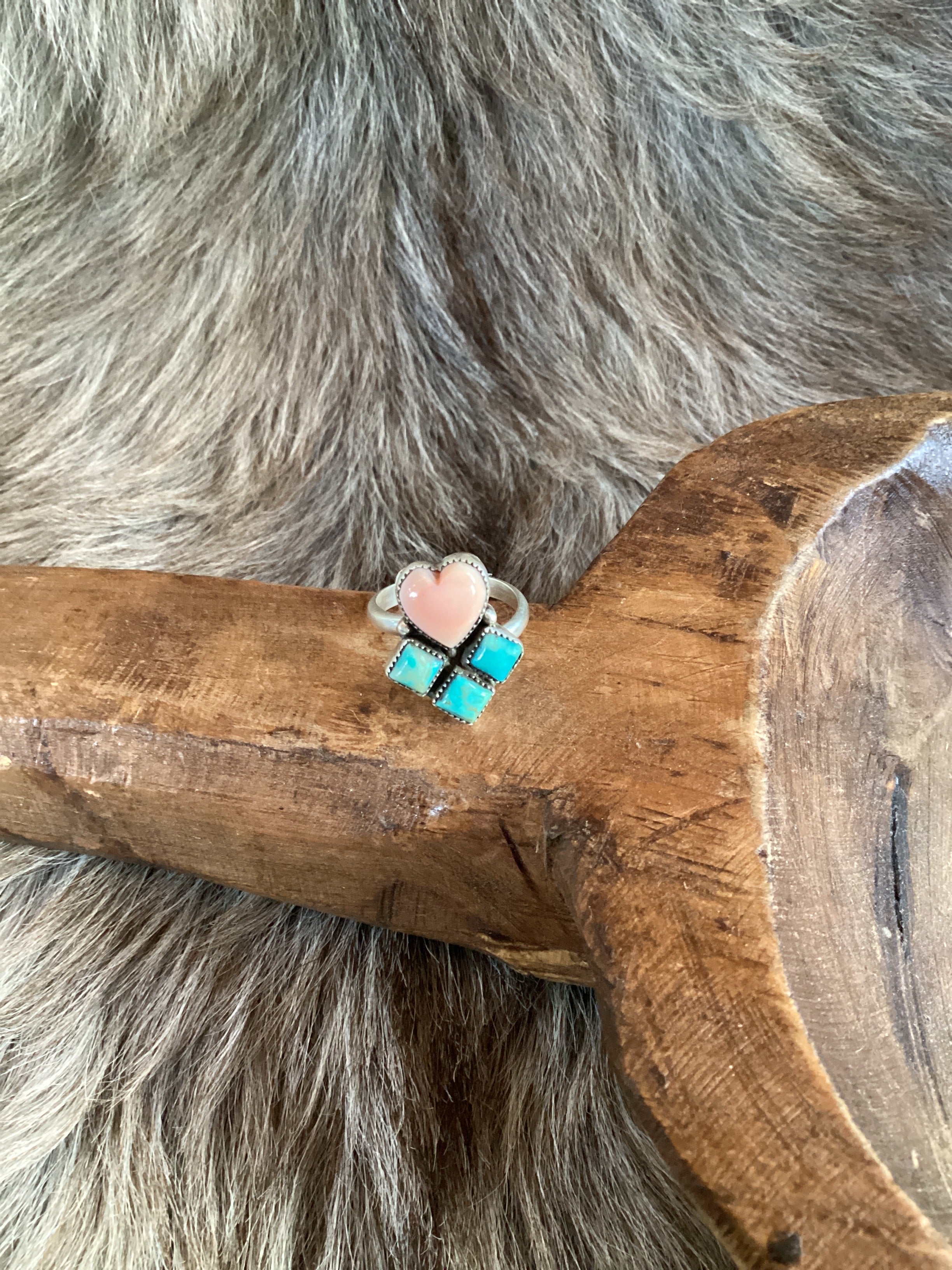 Pink Conch Heart Ring