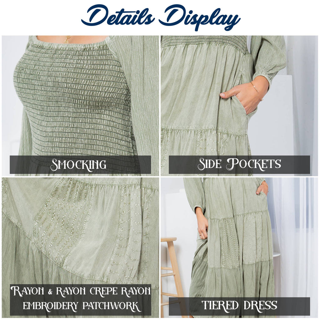 Embroidered Mid-Length Dress