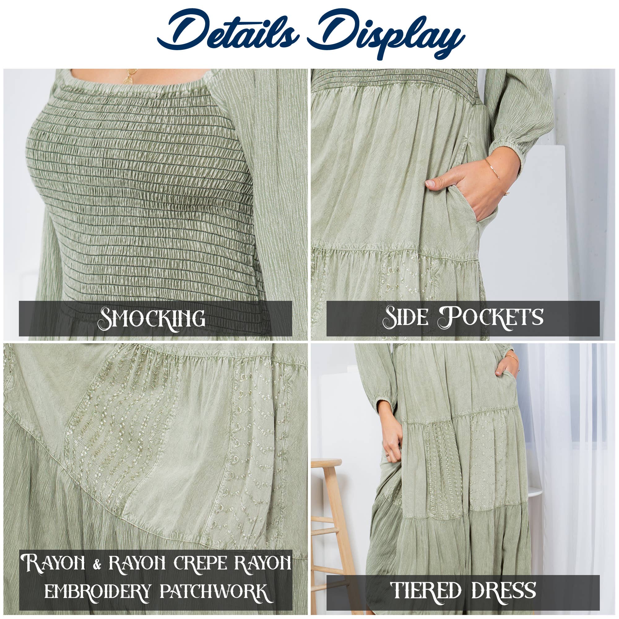 Embroidered Mid-Length Dress