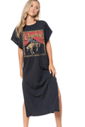 Western Cowboy Leopard Frame Graphic Maxi Dress Top