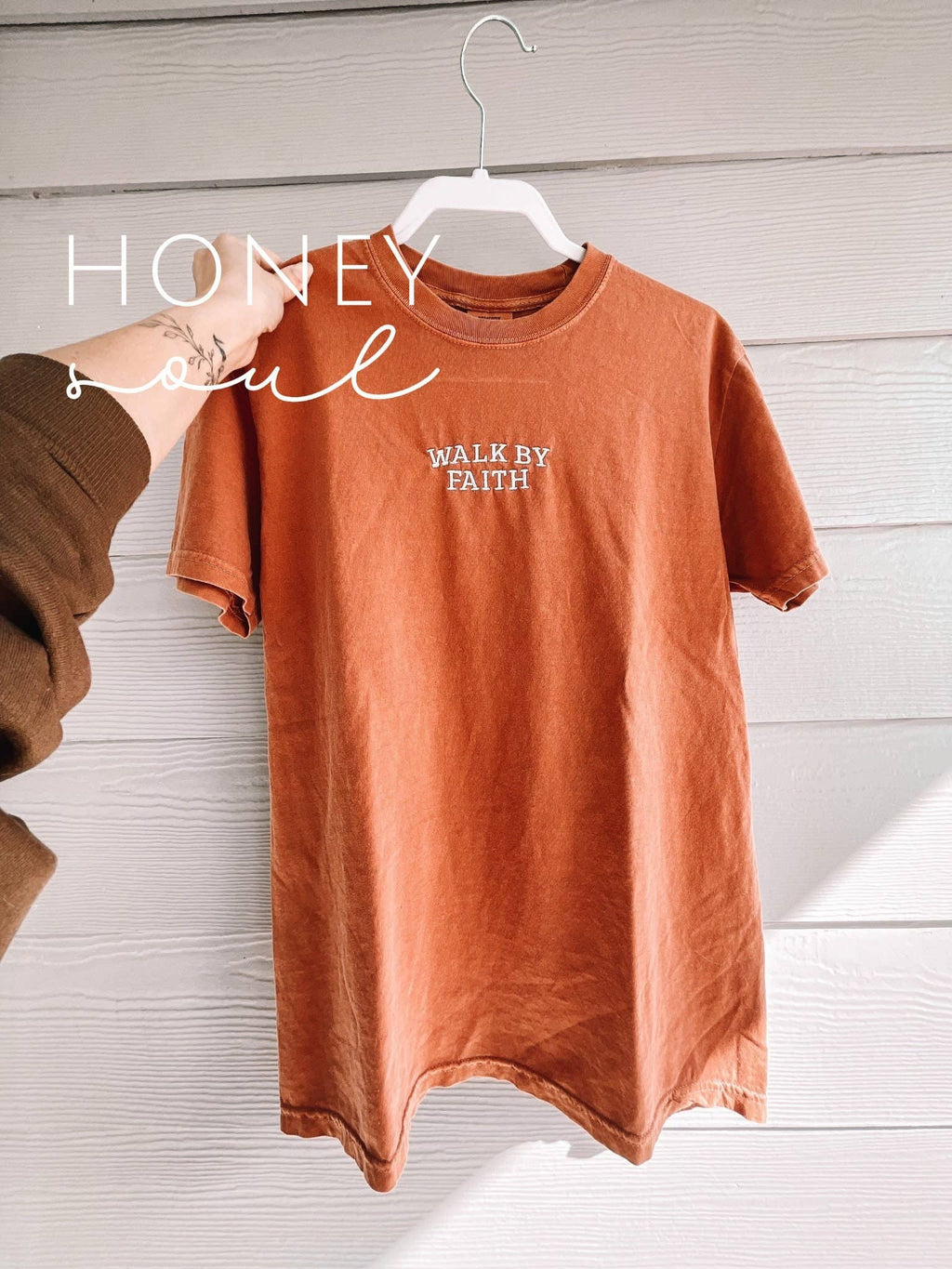 Embroidered Walk By Faith Tee