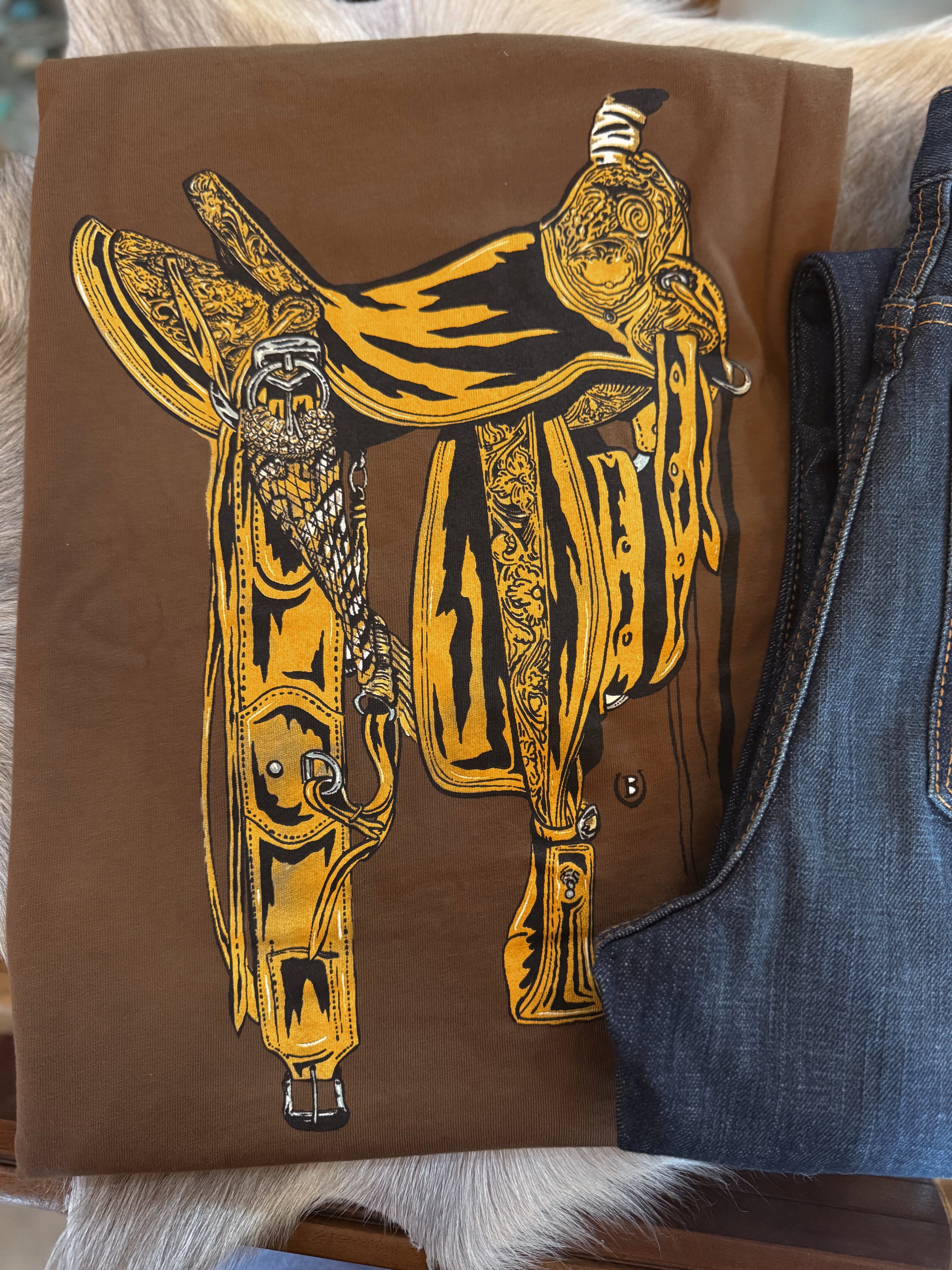 Lucky B Saddle Dark Brown Kimes T-Shirt