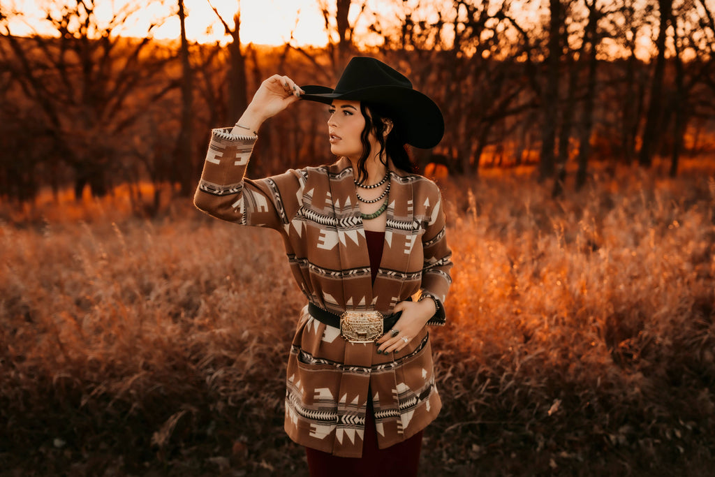 Western Inspired Aztec Cardigan Sweater/Sweater Jacket
