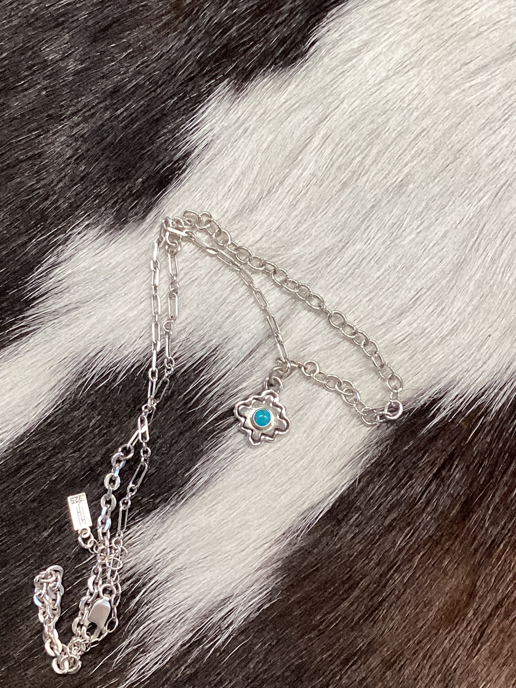 Sterling Silver Turquoise Quatrefoil Necklace