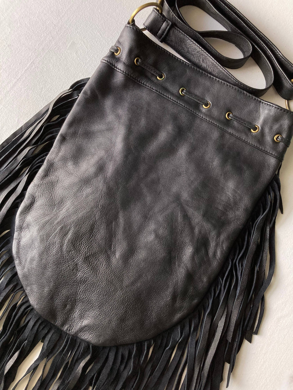 Oversized Leather Fringe Western Crossbody Bag