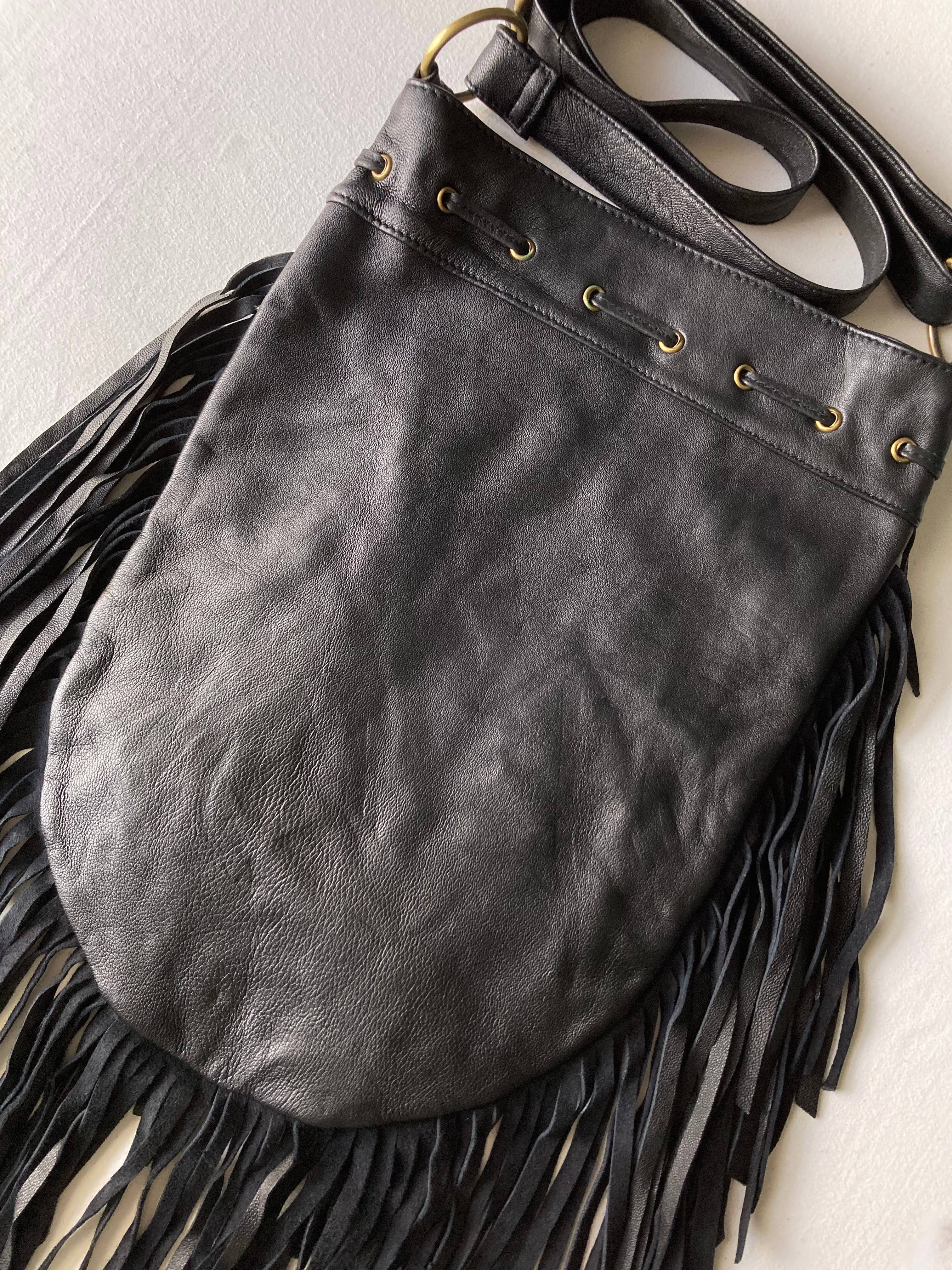 Oversized Leather Fringe Western Crossbody Bag