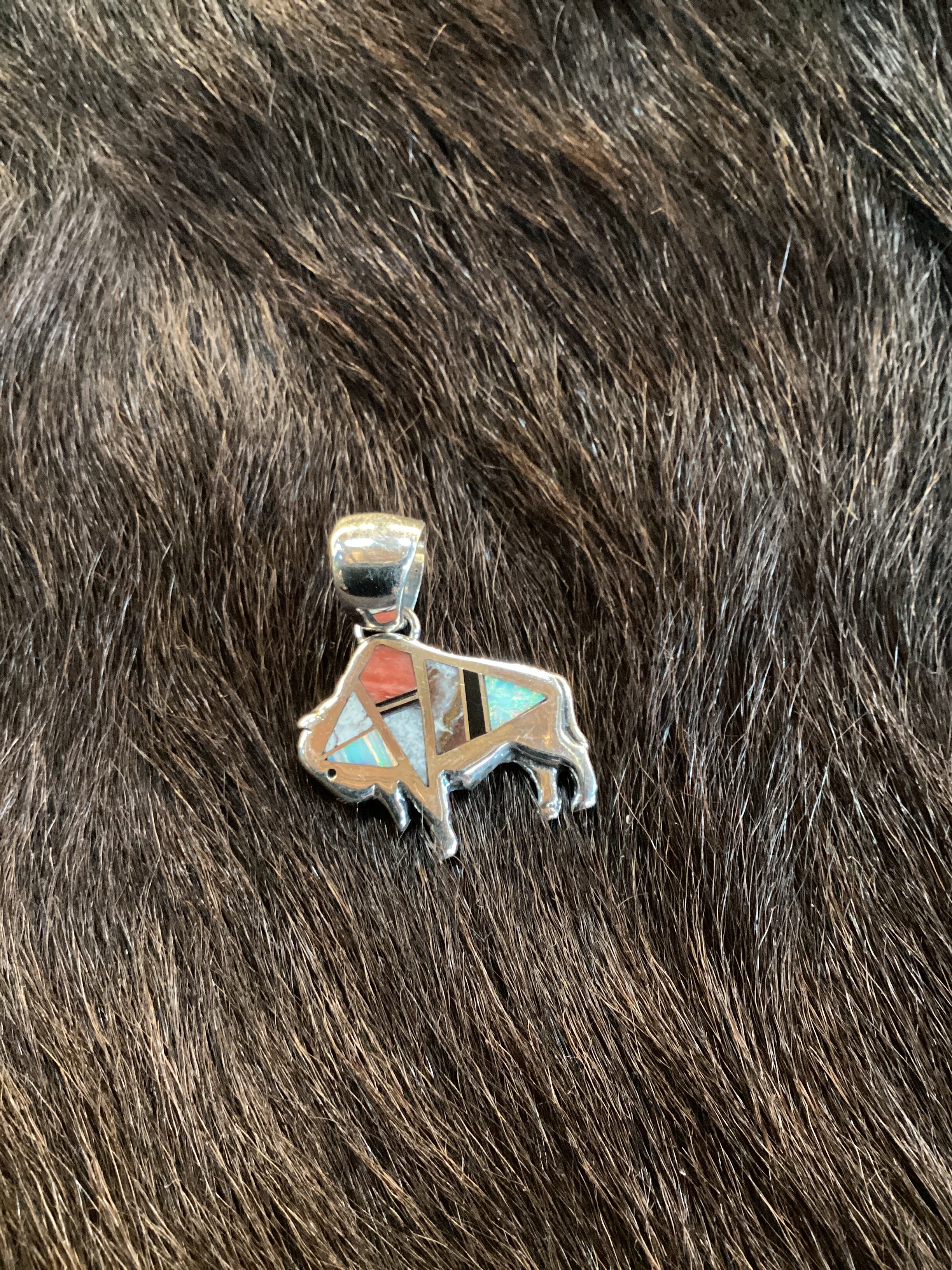 Inlay Buffalo Pendant