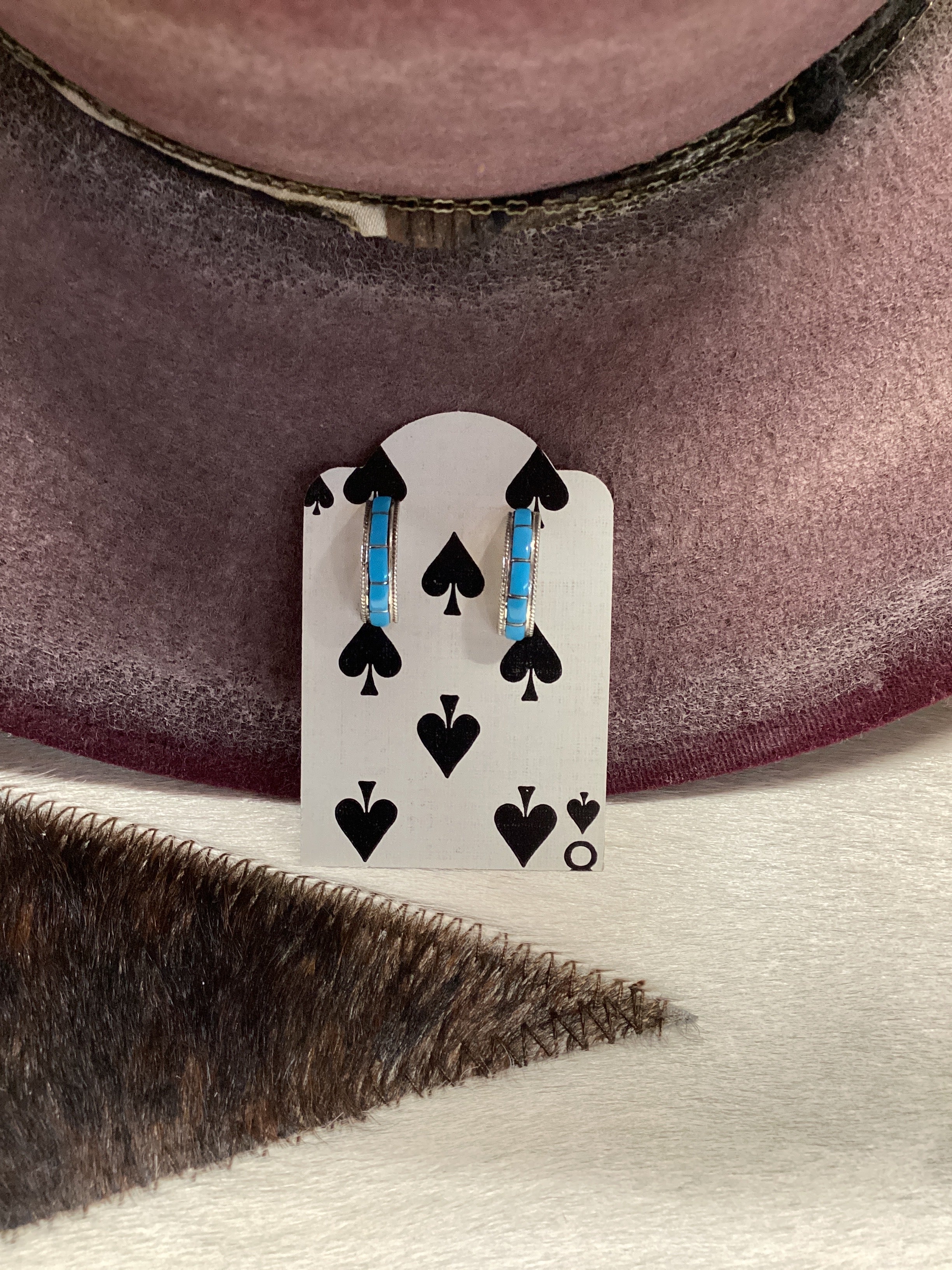 SS & Turq Semi-Hoop Earrings