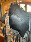 Western Tooled Leather Cowhide Purse - Large Buckle Handbag