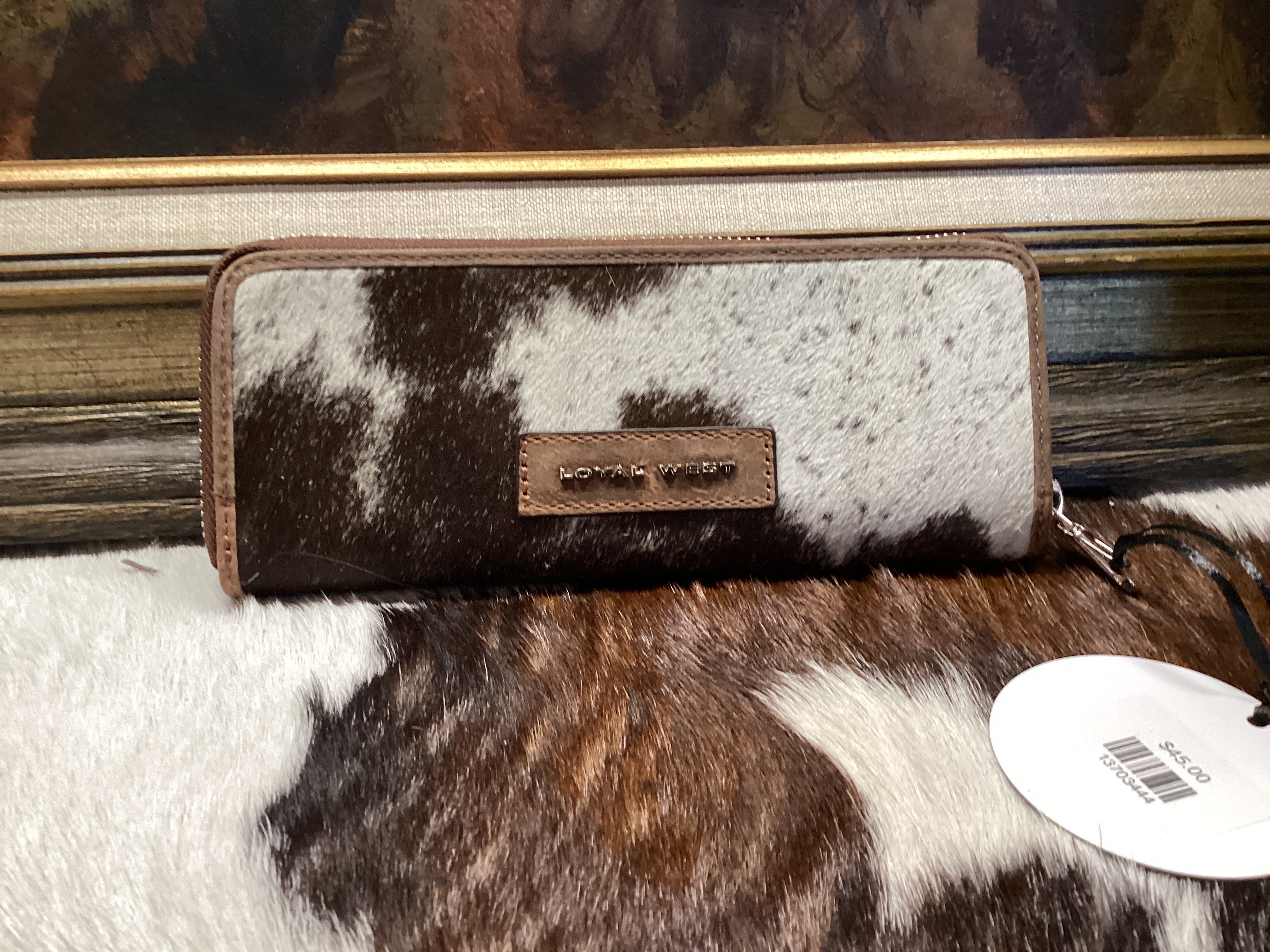 Ranch Road Jewelry Case in brown & white cowhide