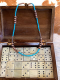 Copper Pearl & Kingman Necklace 20"