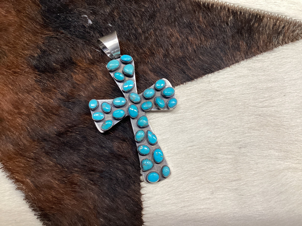 Dotted Turquoise cross Pendant