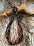 Onyx and Shell Necklace-23"