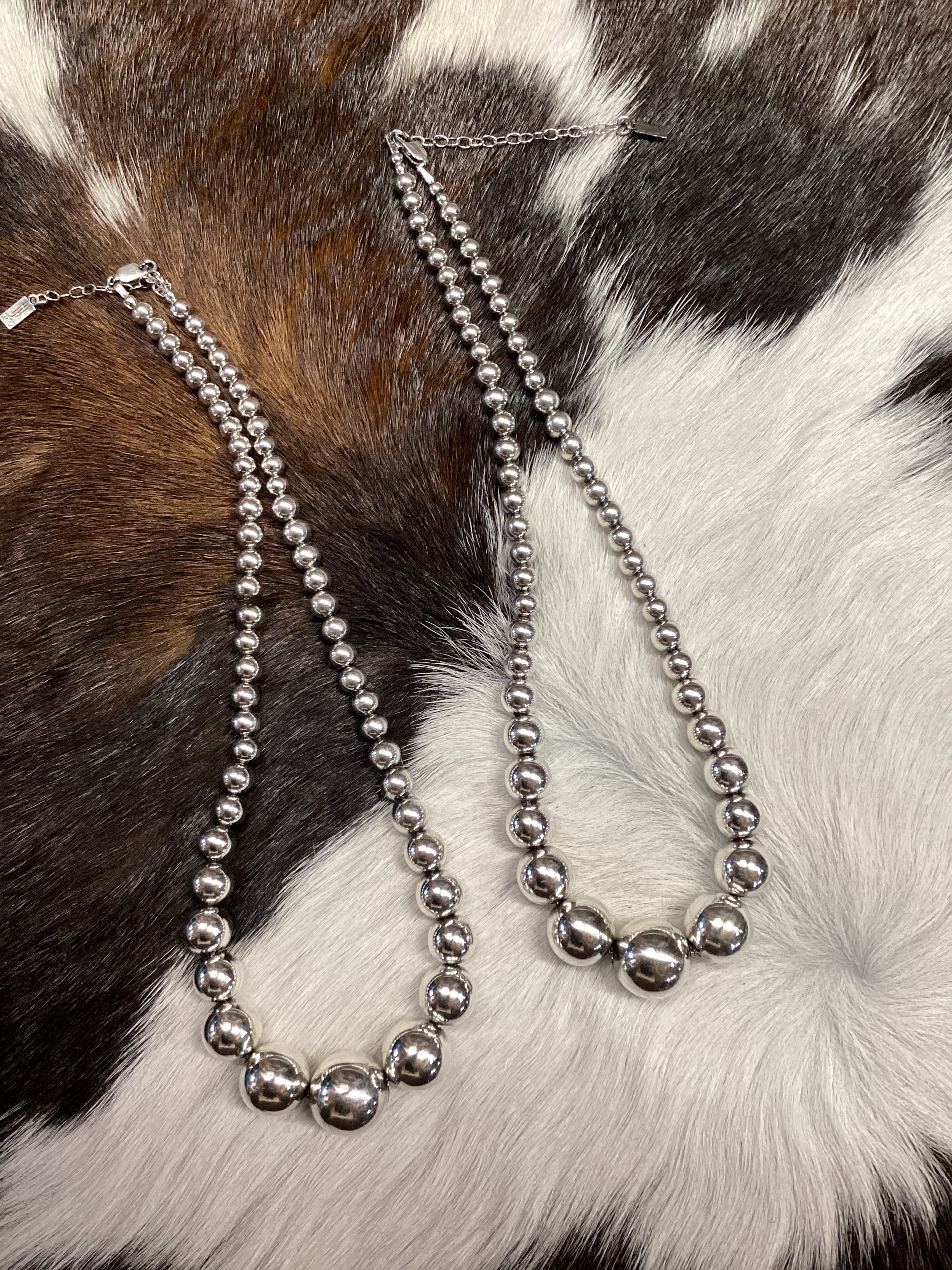 Non oxidized Sterling Silver Graduated Beaded Necklace