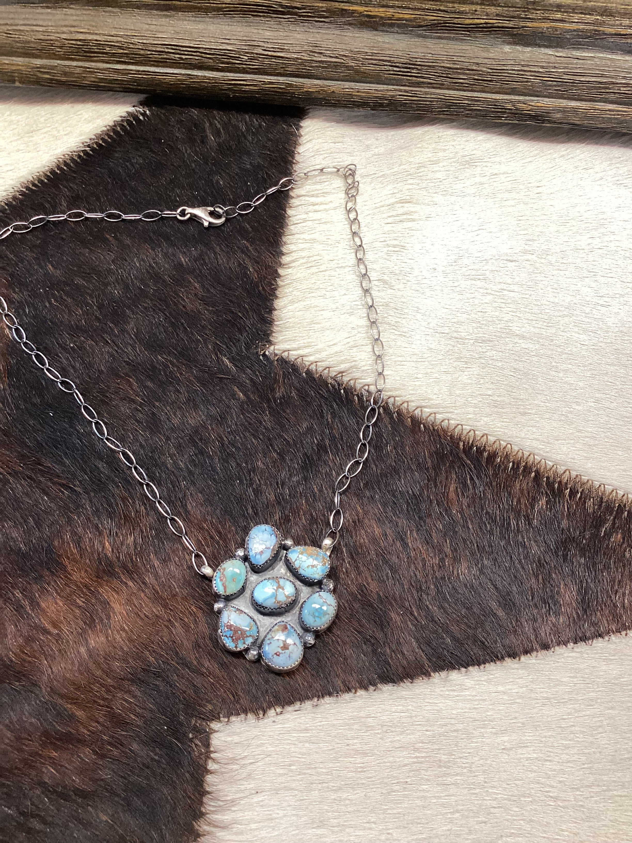 SS & Turq Cluster Necklace
