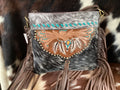 Cowhide Hand Painted Leather Fringe Crossbody