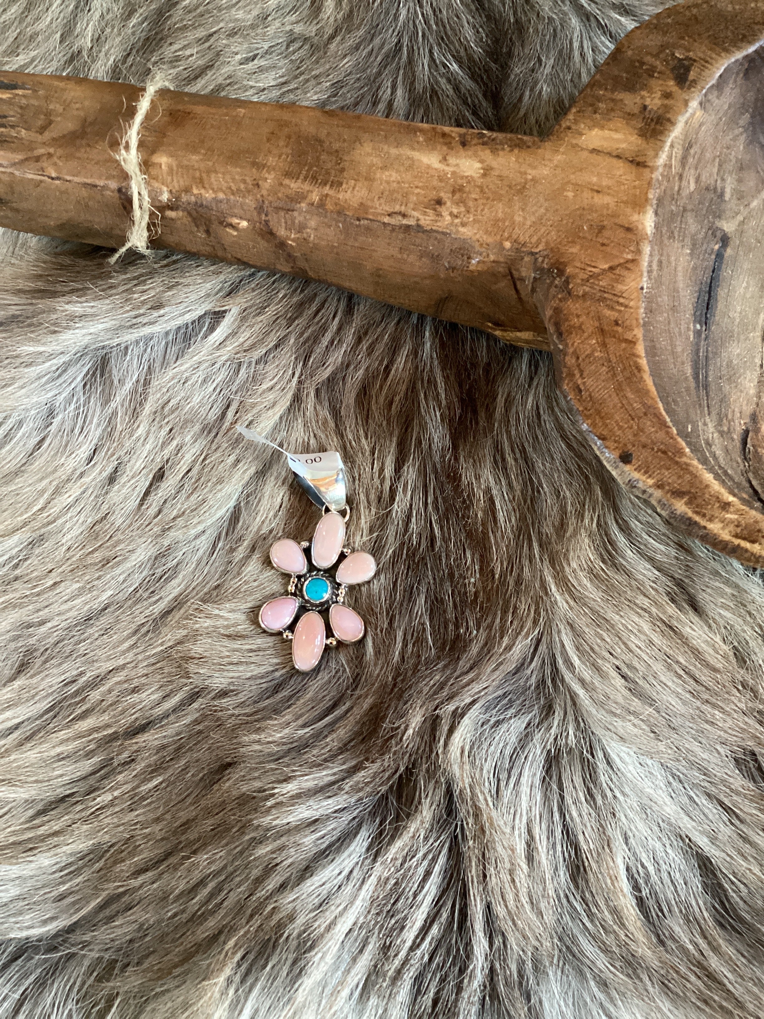 Pink Conch And Turq Pendant