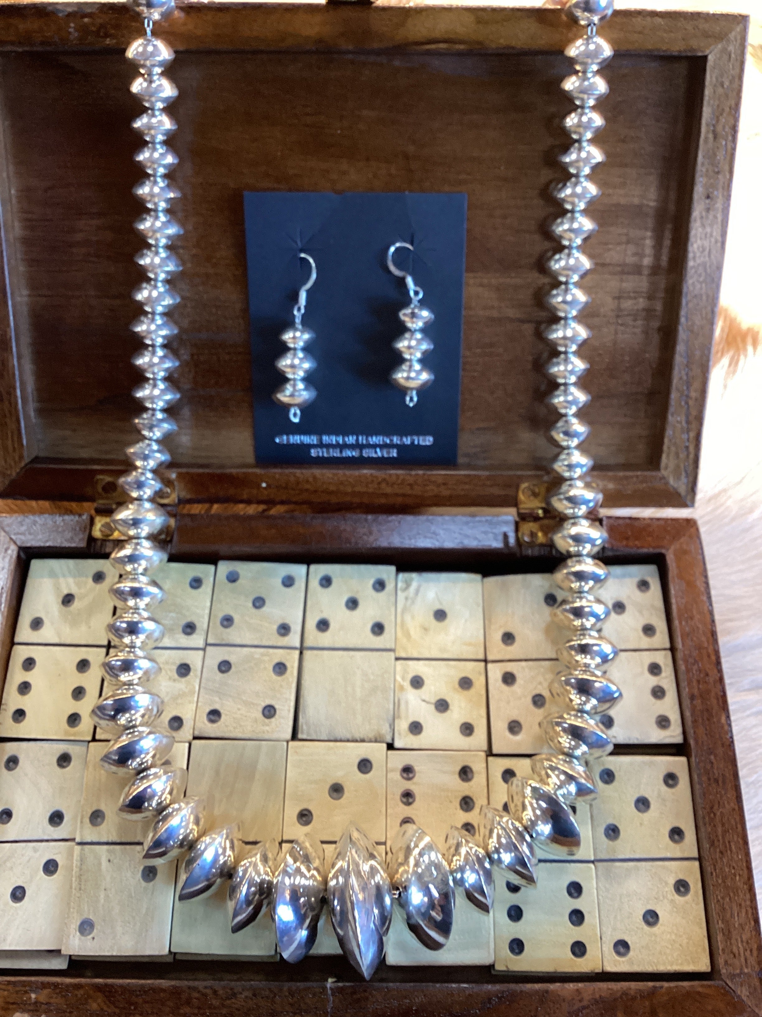 Graduated Consignment SS Saucer Bead Necklace and Earring Set
