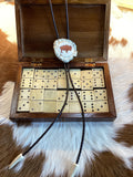 Consignment Vintage Handmade Antler Rosette Bolo Tie