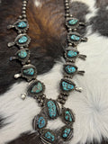Navajo Sterling Silver and Turquoise Squash Blossom Necklace