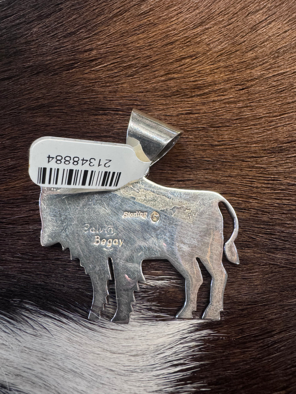 Turquoise Inlay Buffalo Pendant