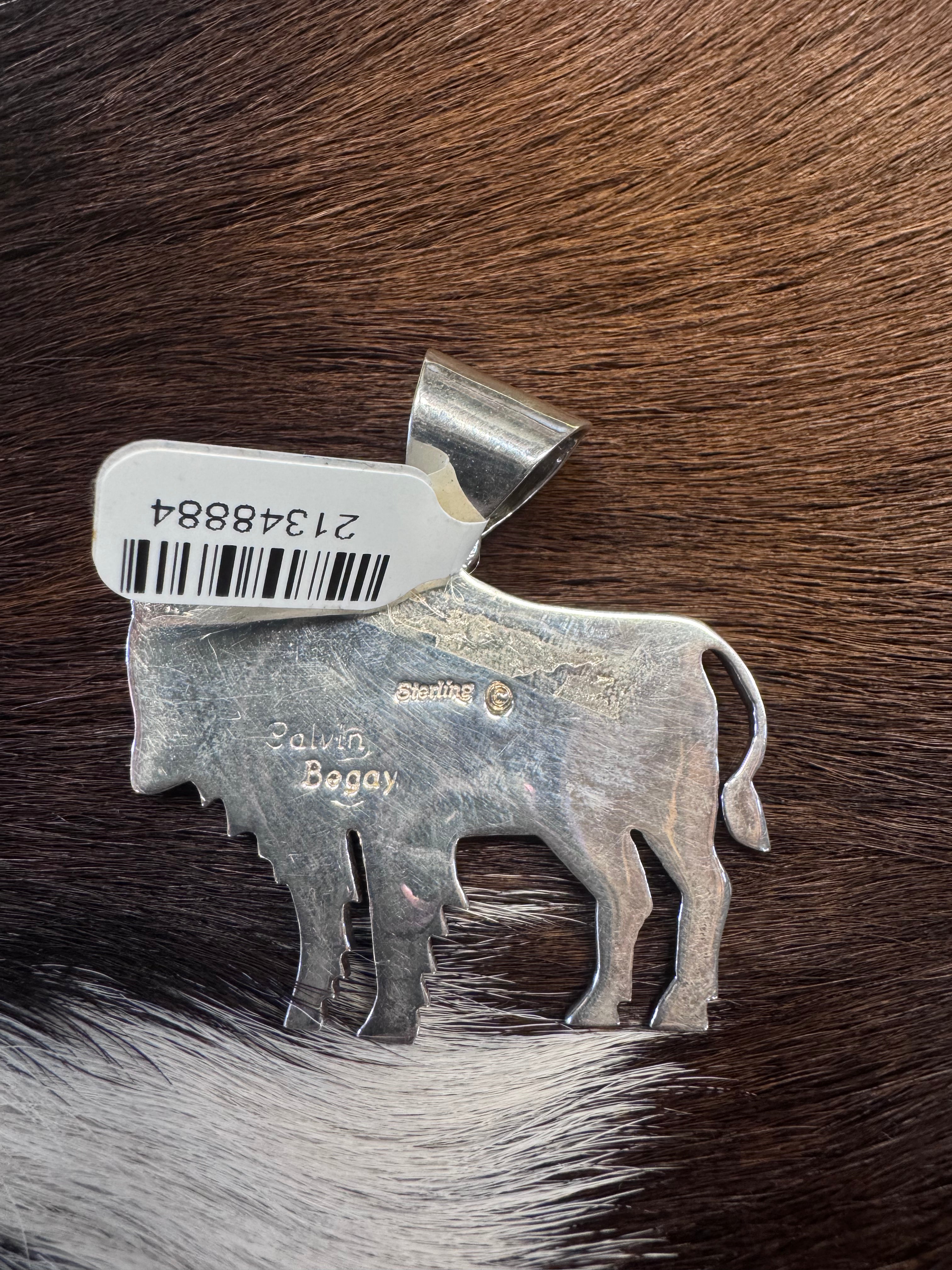 Turquoise Inlay Buffalo Pendant