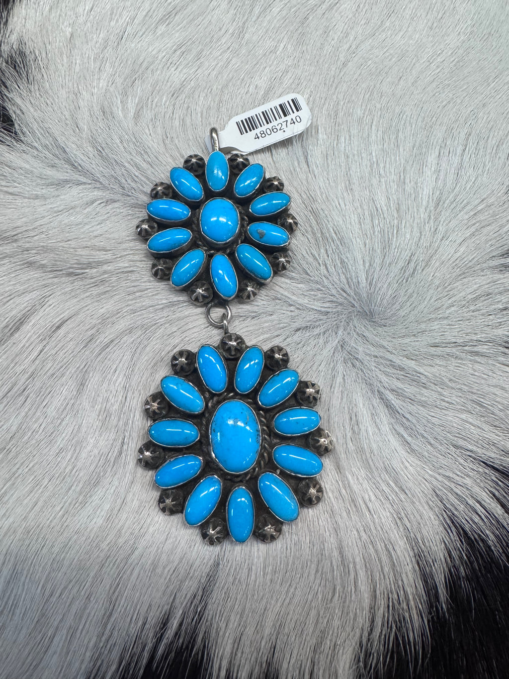 Double Dangle SS Turquoise Cluster Pendant