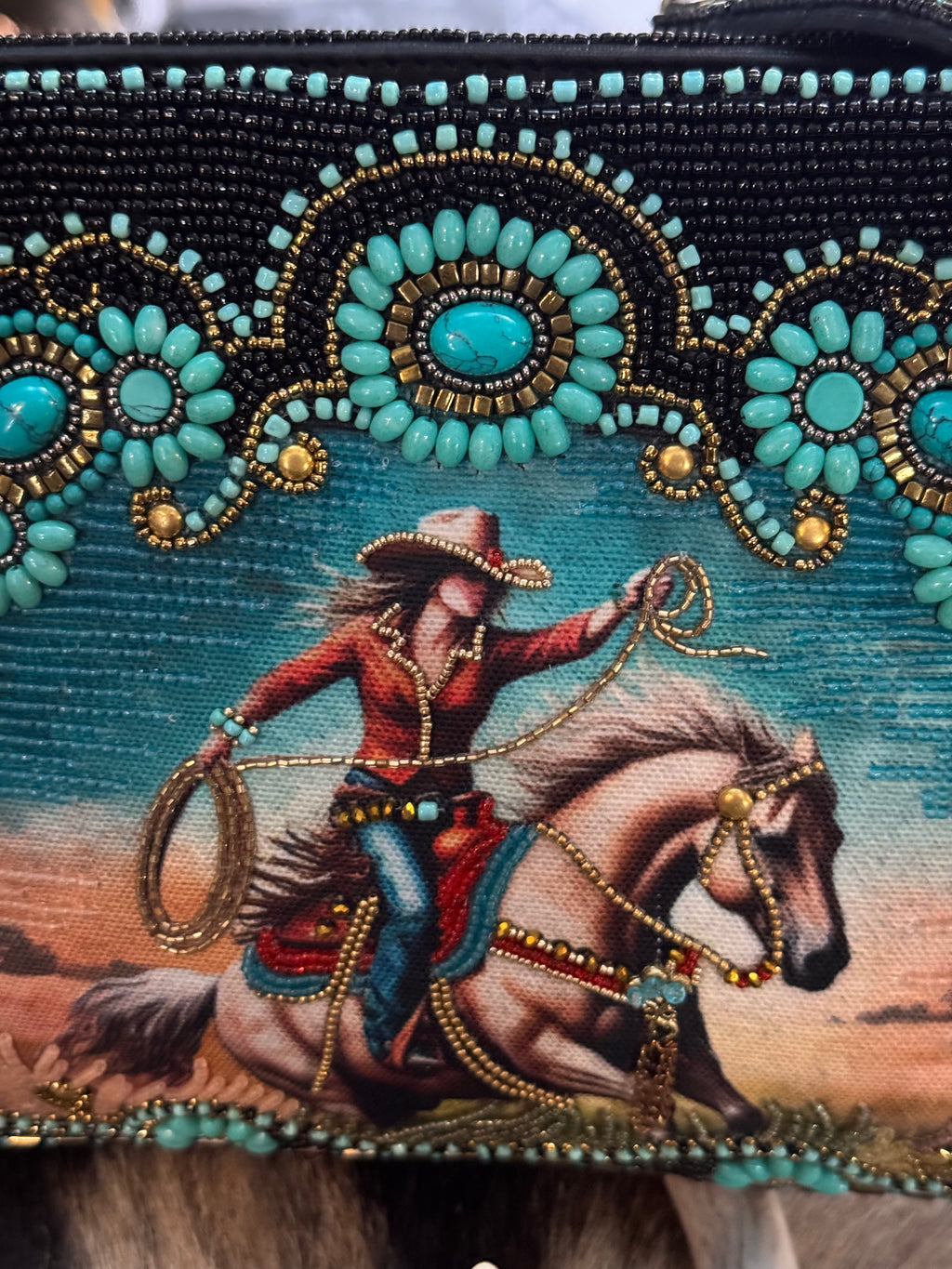 Cowgirl Beaded and Embroidered Western Crossbody Handbag