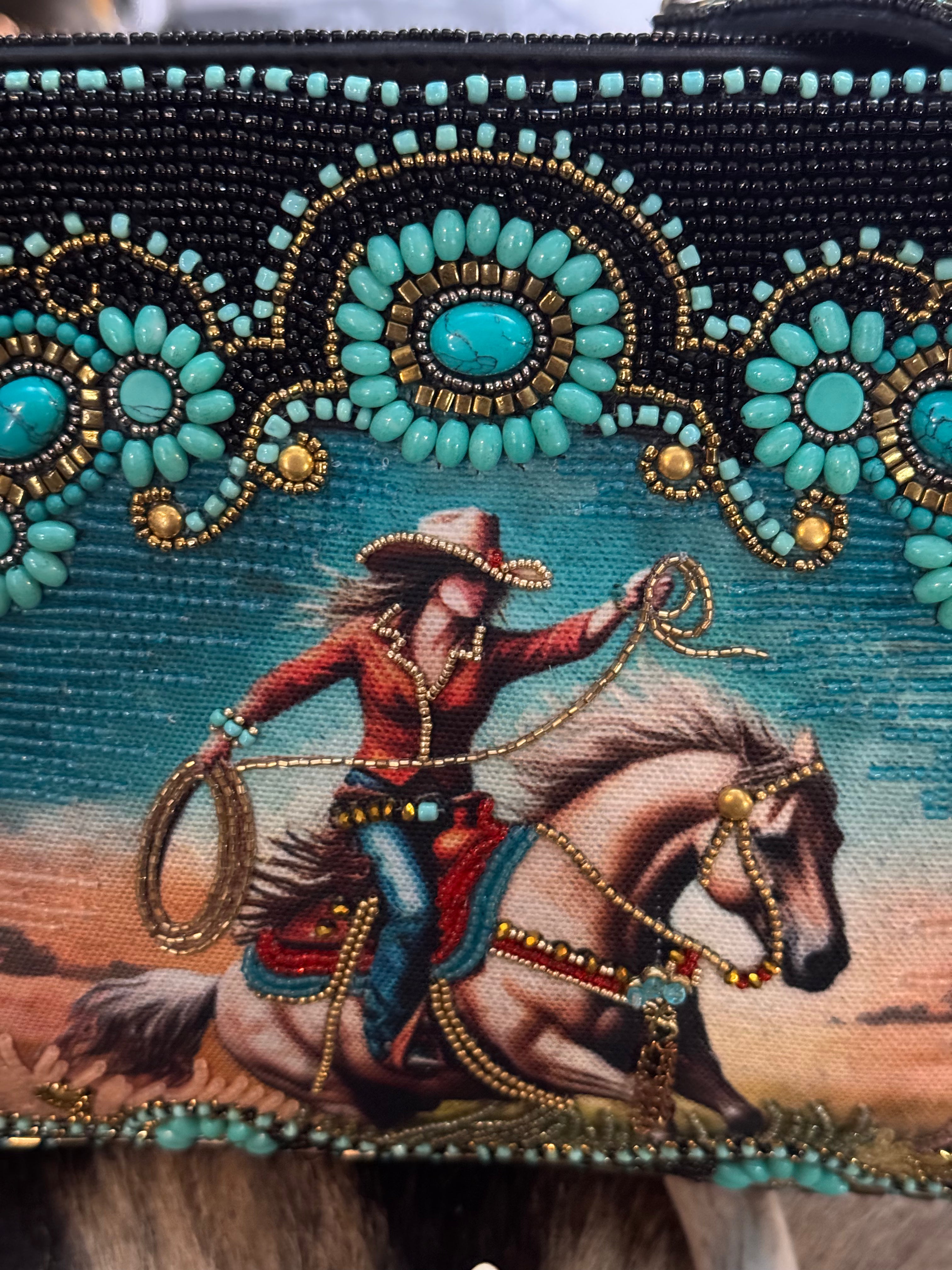 Cowgirl Beaded and Embroidered Western Crossbody Handbag