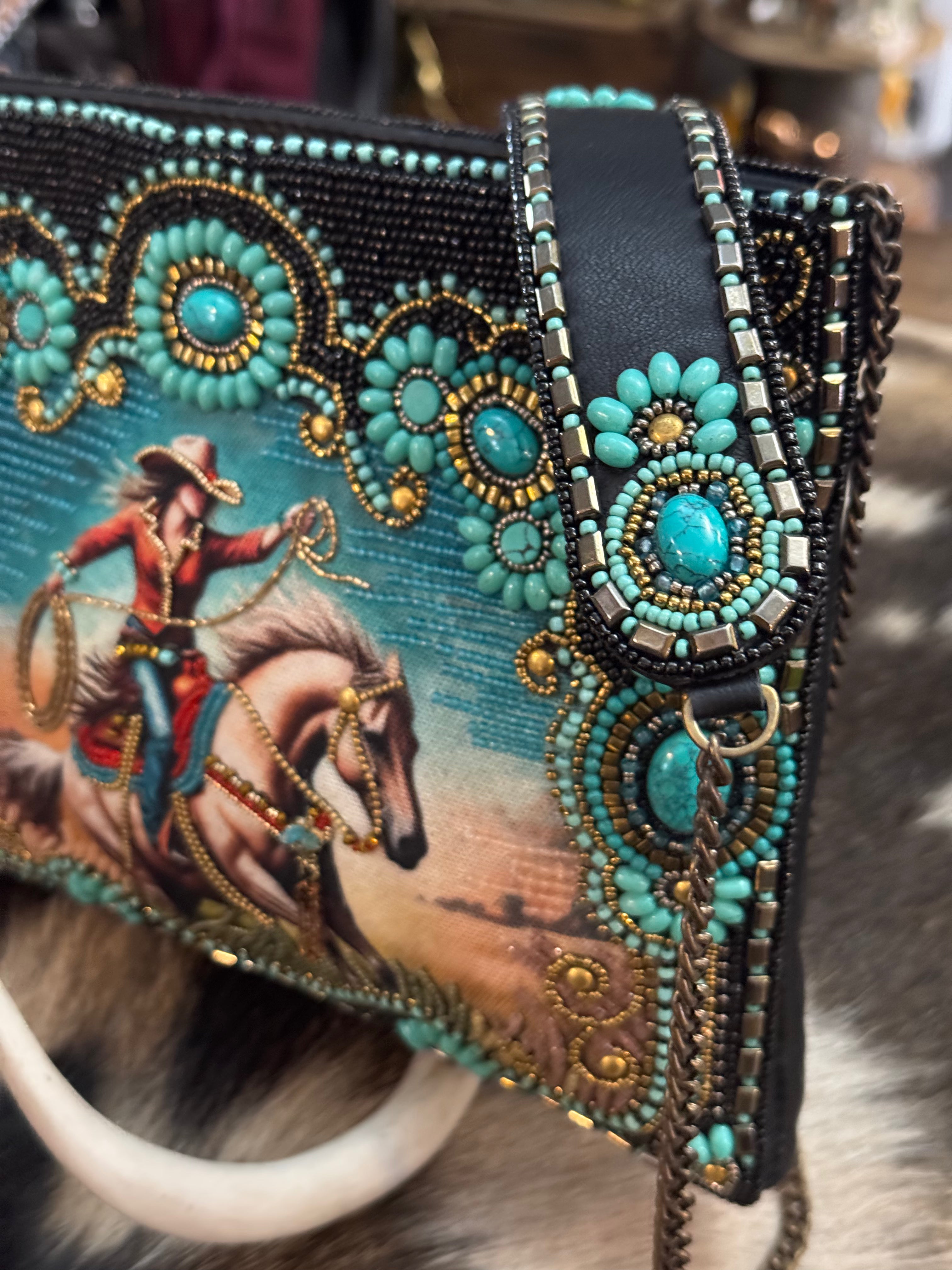 Cowgirl Beaded and Embroidered Western Crossbody Handbag