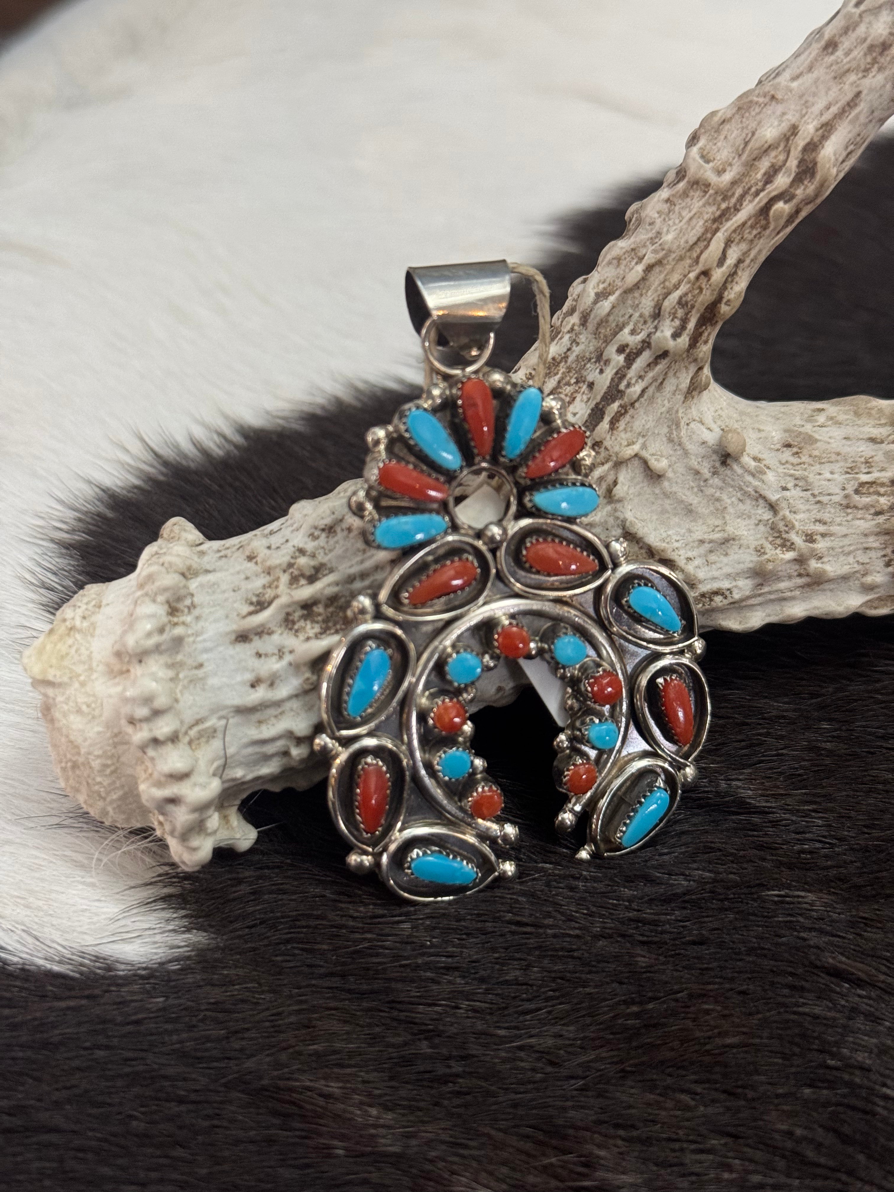 Naja Turquoise and Coral Pendant