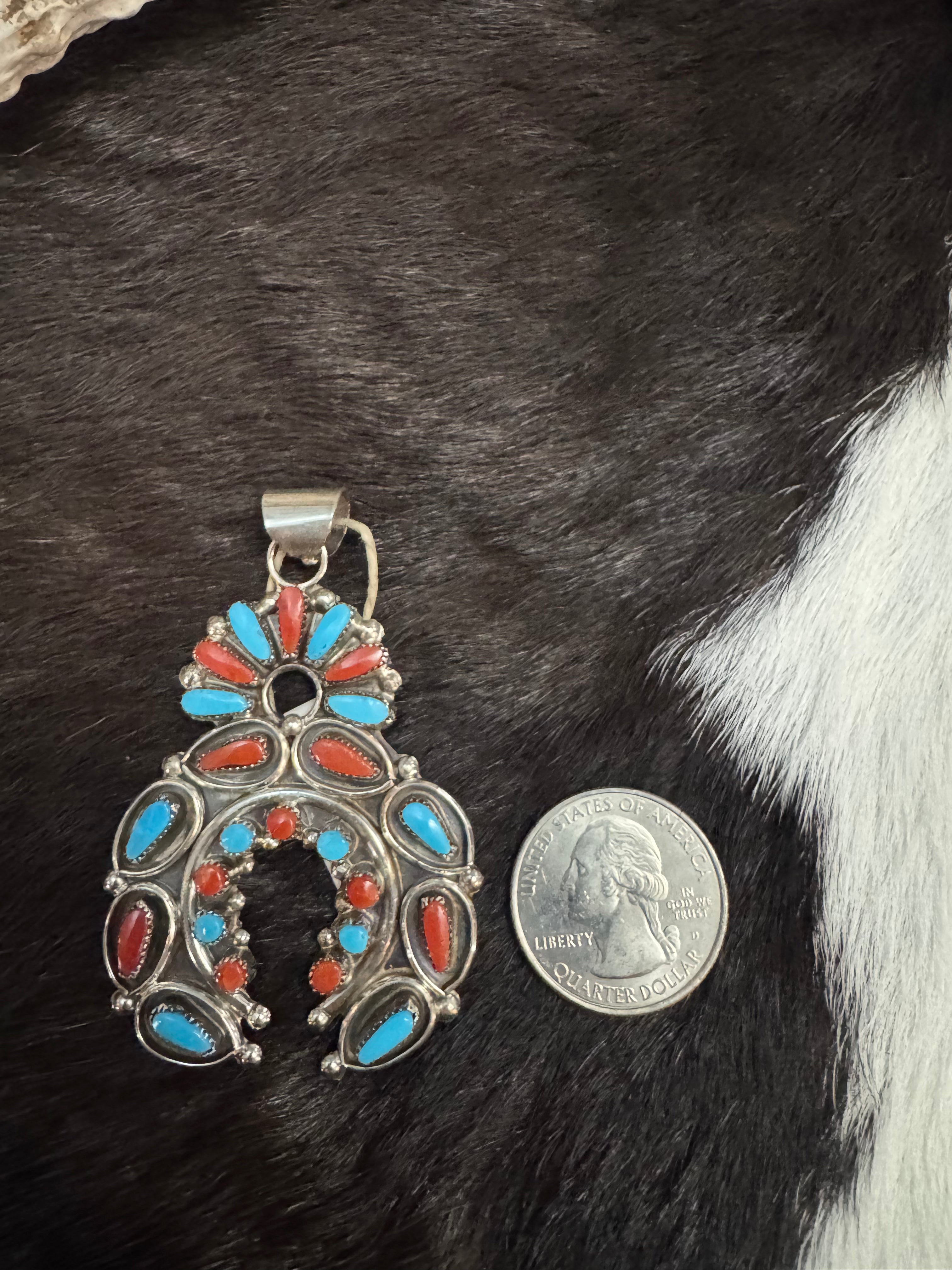 Naja Turquoise and Coral Pendant