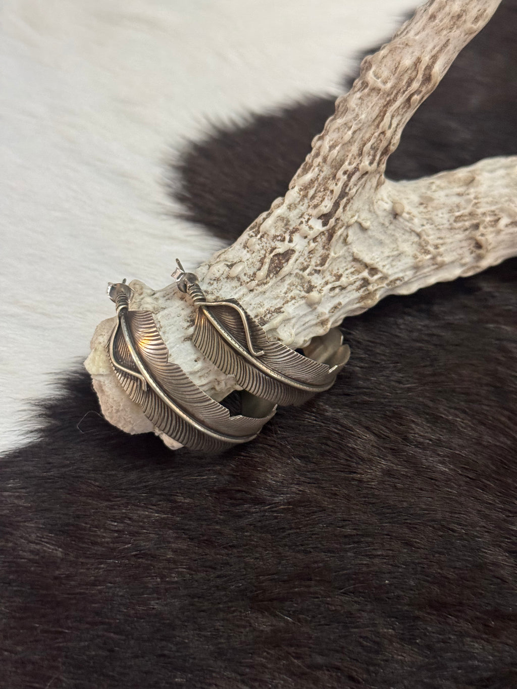 Feather Hoops Sterling Silver