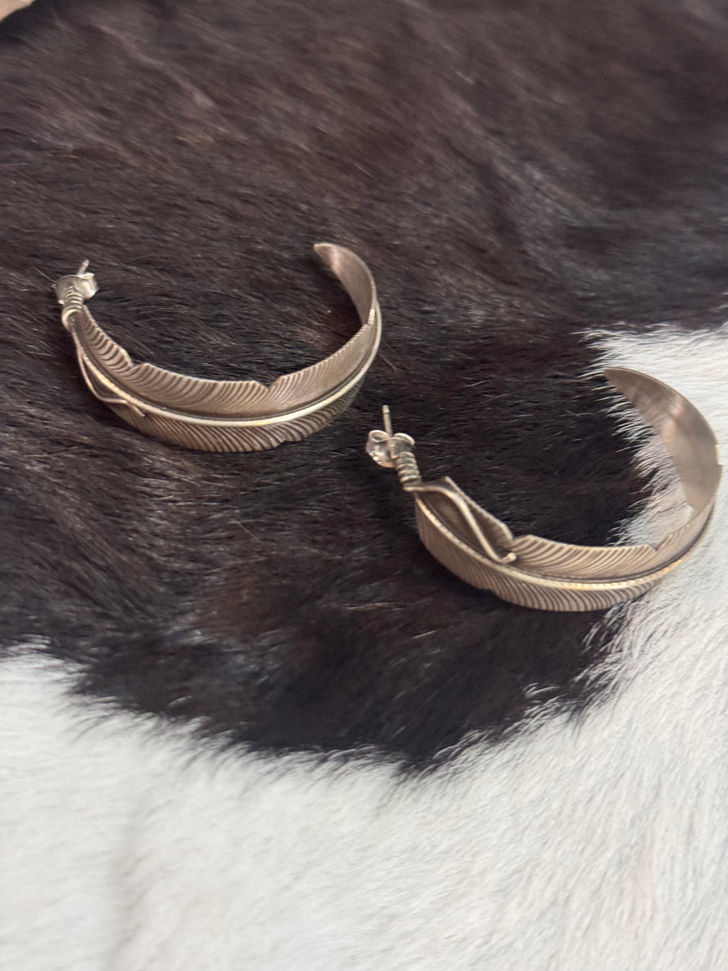 Feather Hoops Sterling Silver