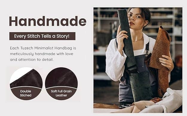 Minimalist Handmade Handbag | Full Grain Leather Grocery Bag