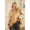 WASHED FABRIC MIX SWEATER TOP