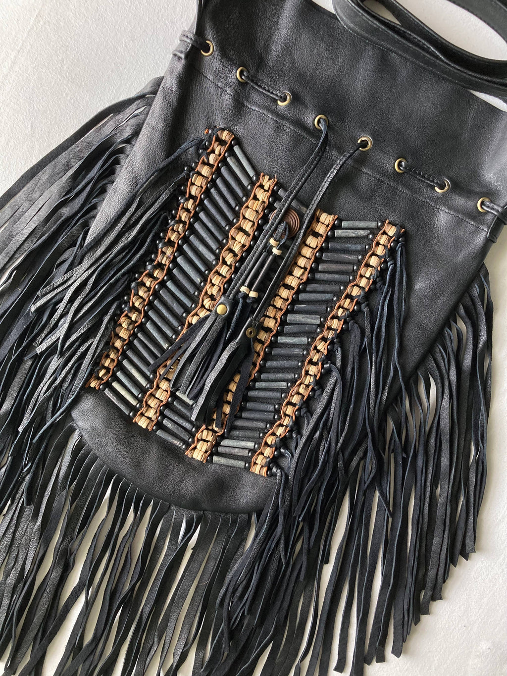 Oversized Leather Fringe Western Crossbody Bag
