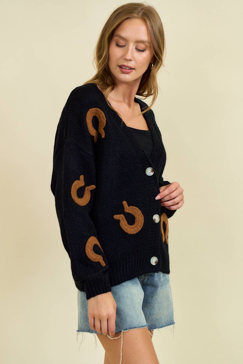HORSESHOE PATCH CARDIGAN - 10709J