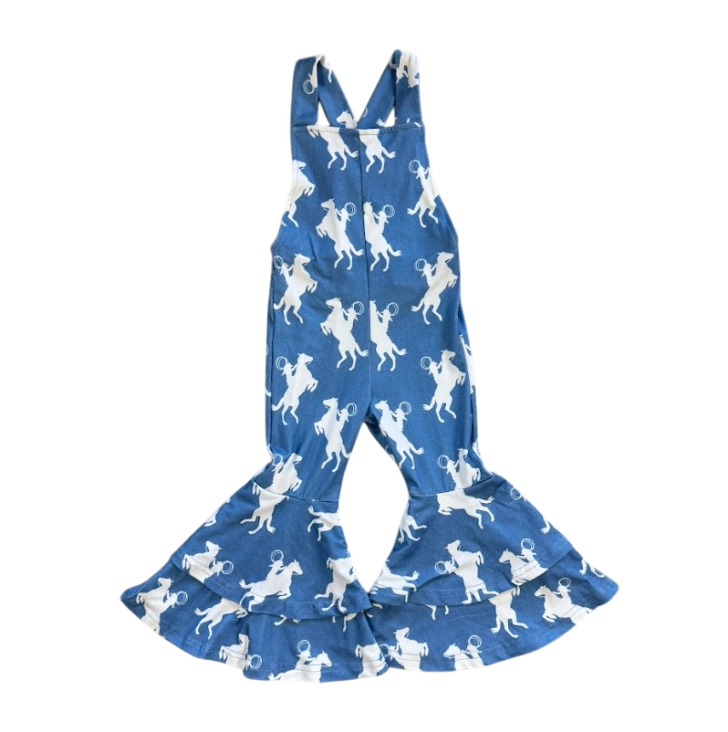 Rearing Horse Bell Overalls, Size 0-5T