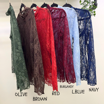 Floral Print Lace Long Sleeve Top KRT1739