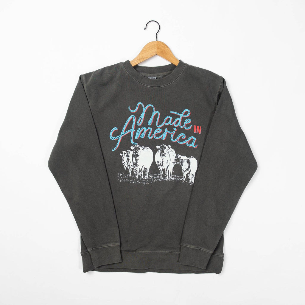 Western 'Made in America' Charcoal Graphic Crewneck