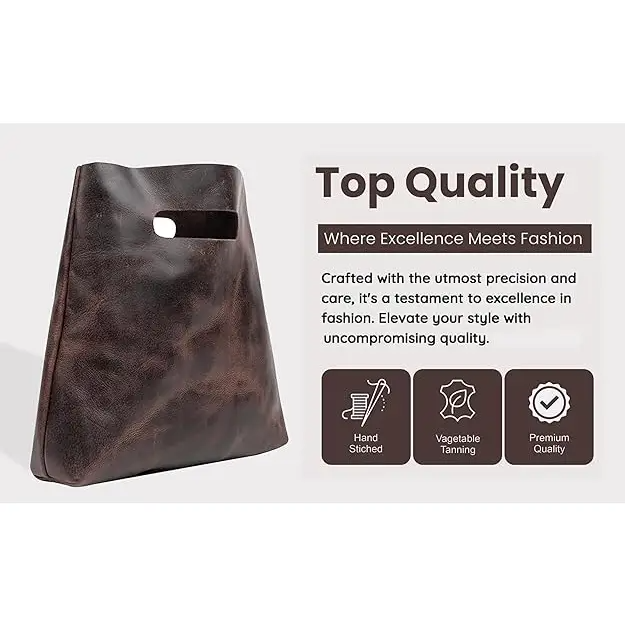 Minimalist Handmade Handbag | Full Grain Leather Grocery Bag