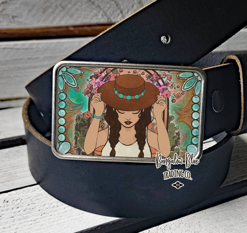 Boho Turquoise Cowgirl Belt Buckle