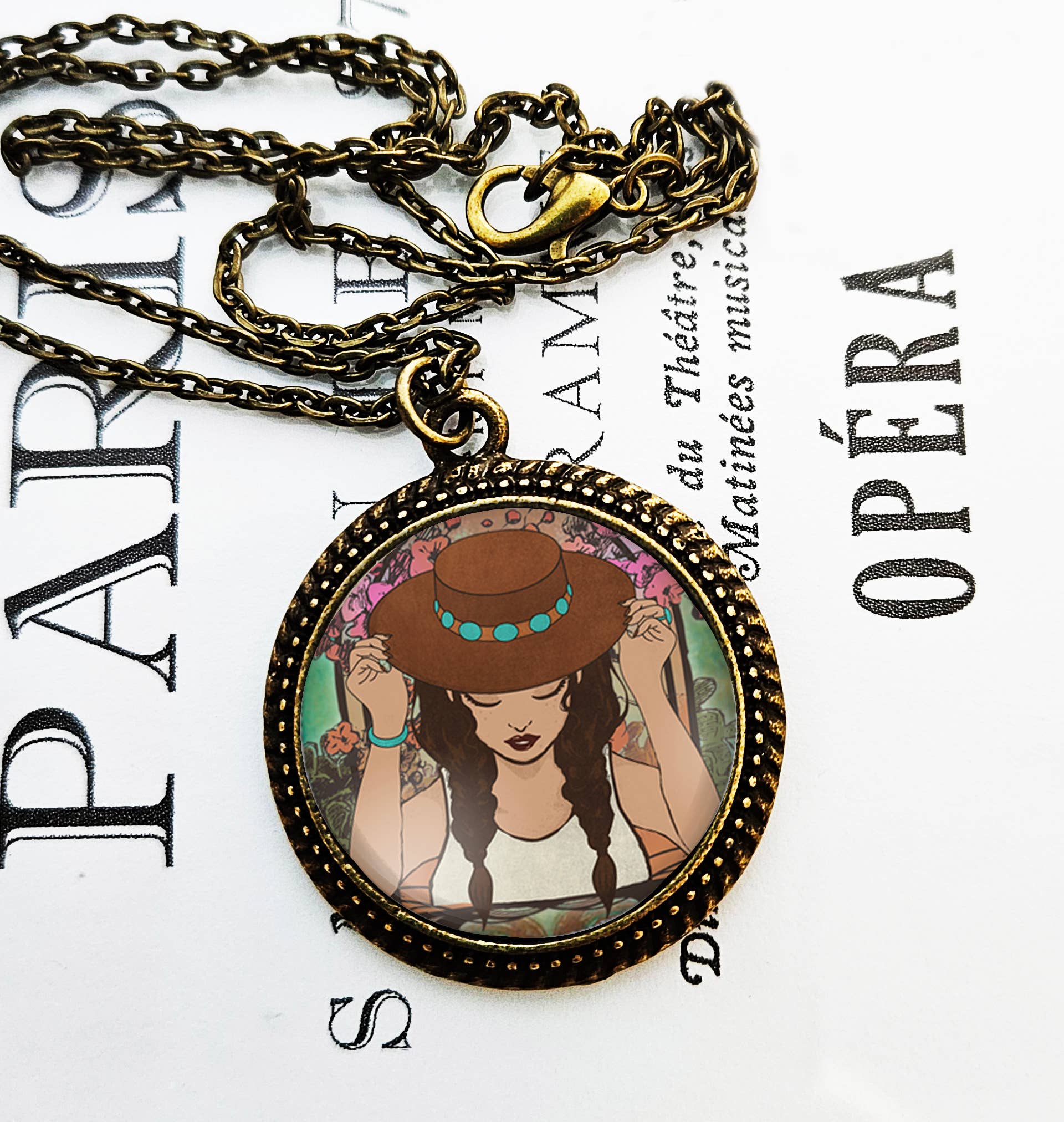 Boho Turquoise Cowgirl Pendant Necklace