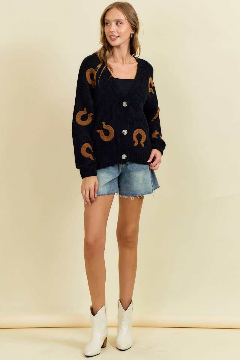 HORSESHOE PATCH CARDIGAN - 10709J