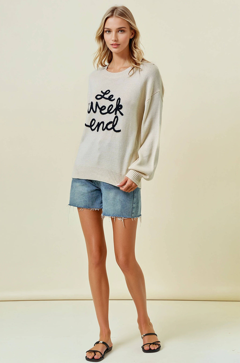 LE WEEKEND EMBROIDERED OVERSIZED SWEATER - 43995T-5