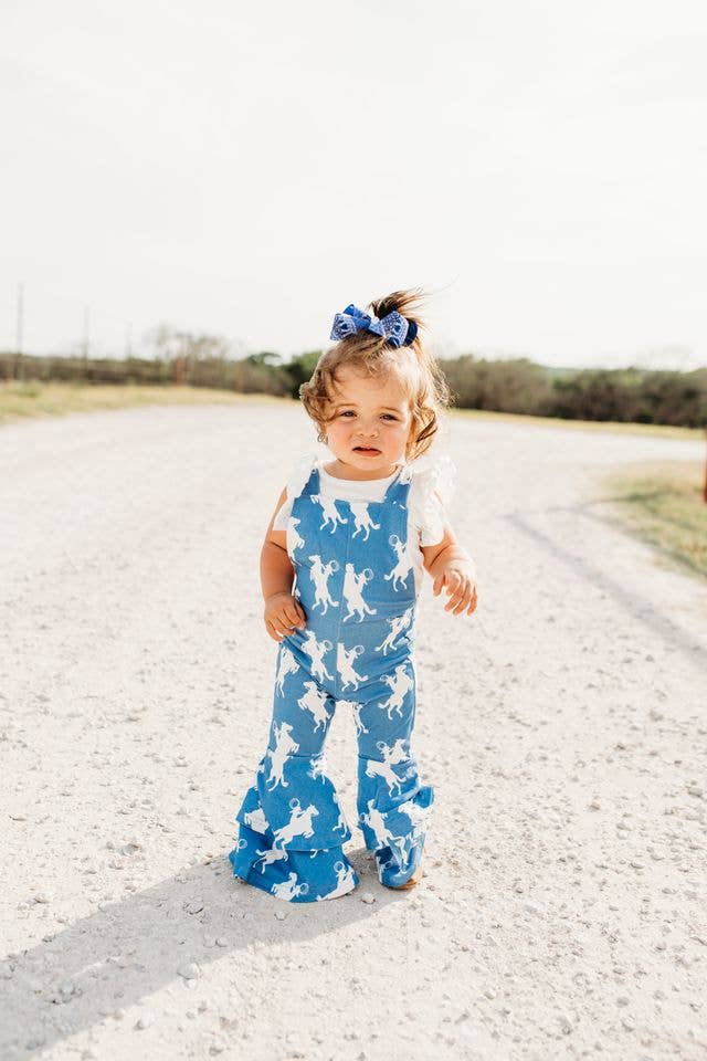 Rearing Horse Bell Overalls, Size 0-5T