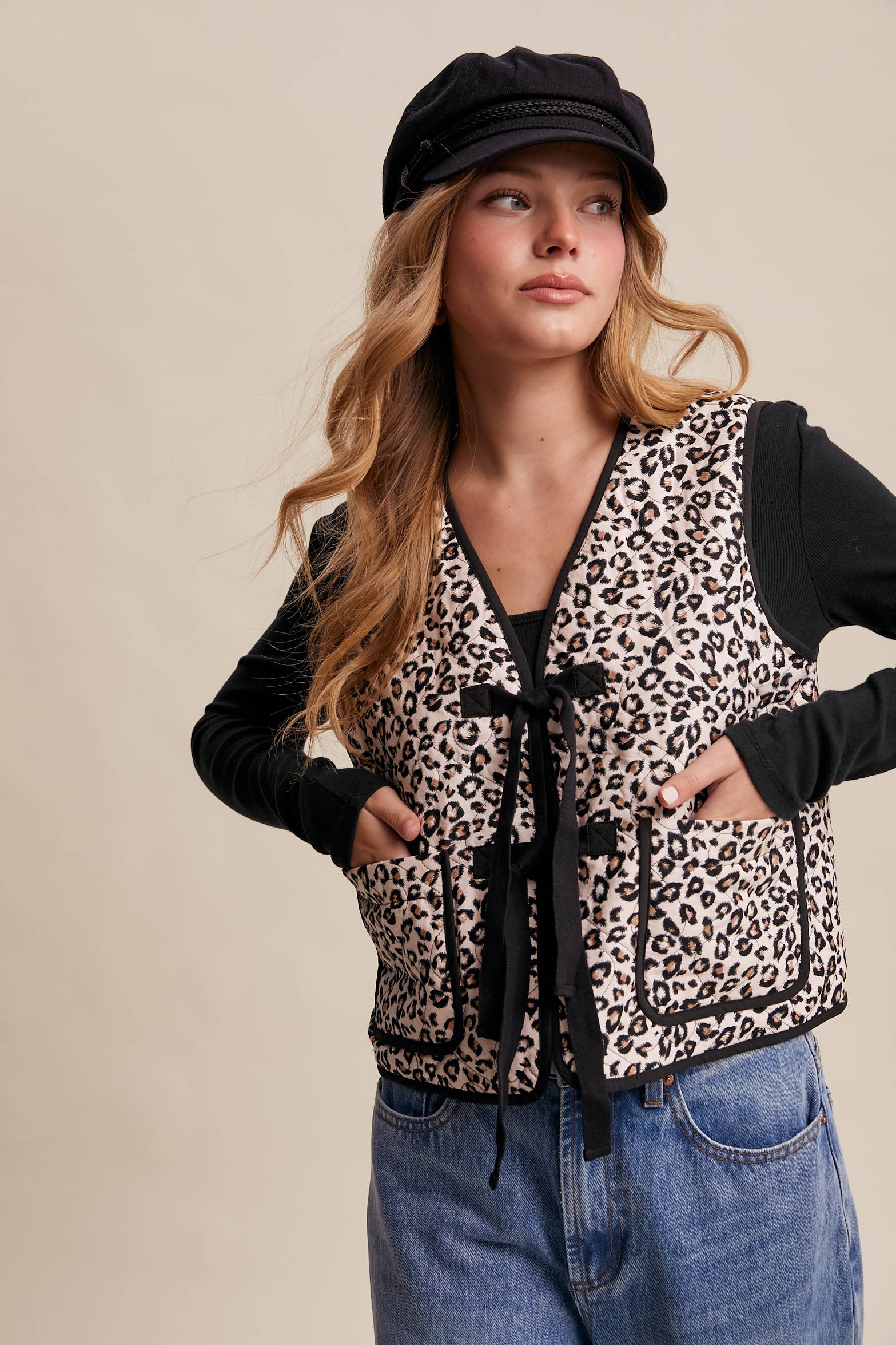 Leopard Print Quilted Vest LVT020