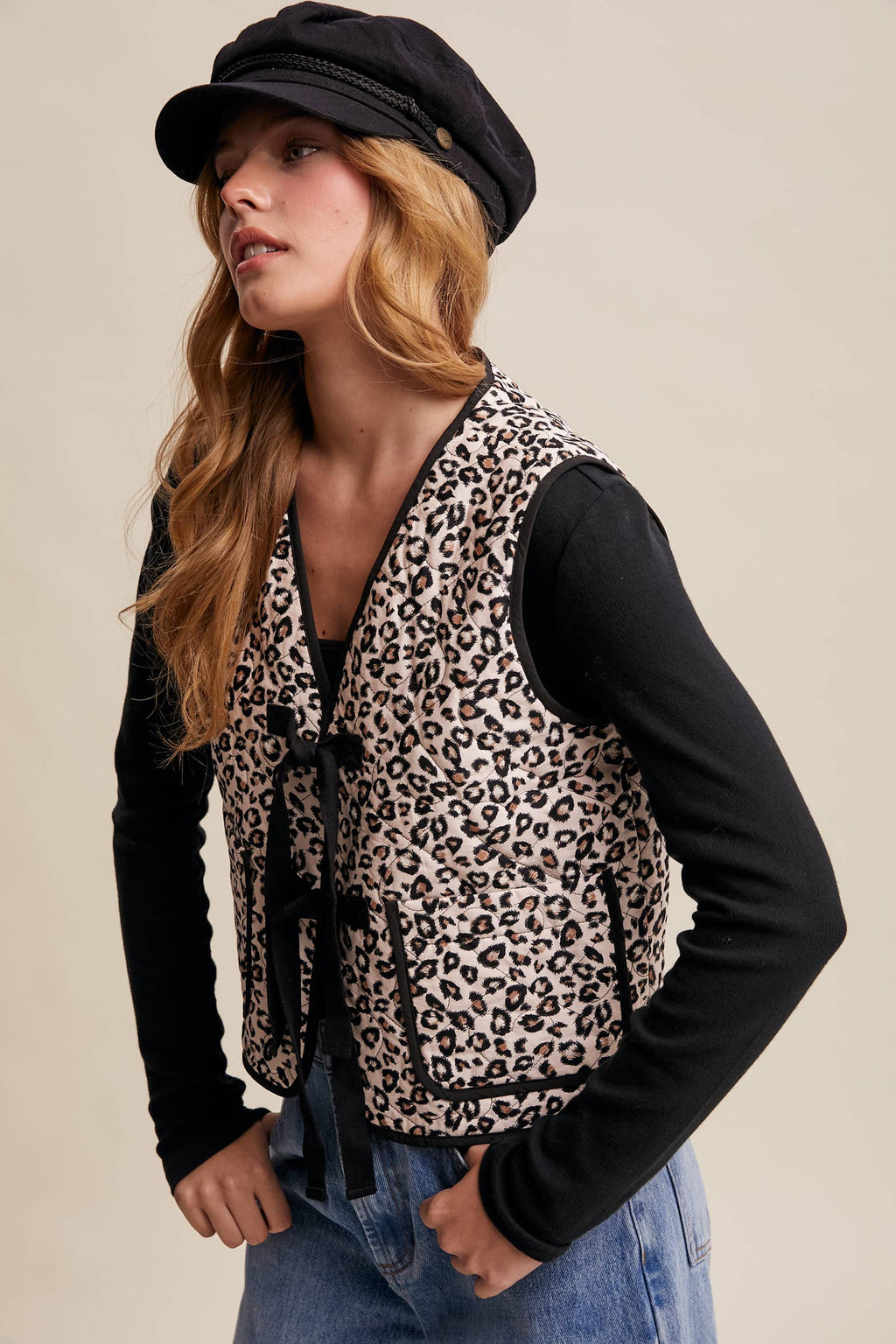 Leopard Print Quilted Vest LVT020
